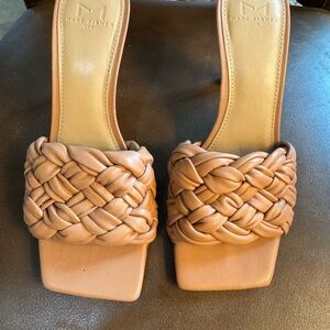 Marc Fisher Tan Woven Leather Sandals